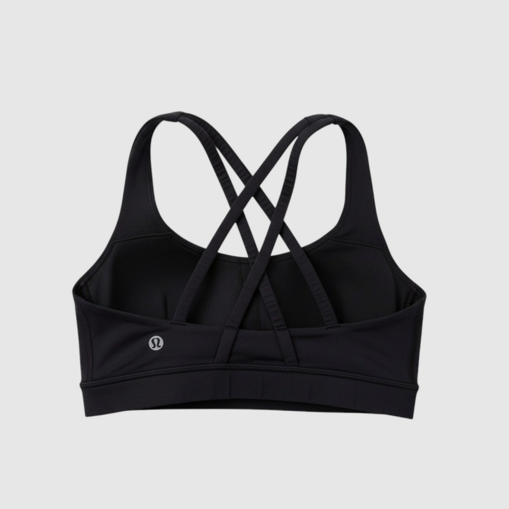 Lululemon Energy Bra Women 4 Black Strappy Criss Cross Yoga Sports Bra